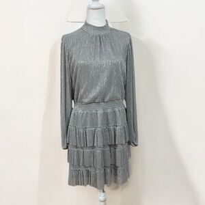 Express Silver Ruffle Dress